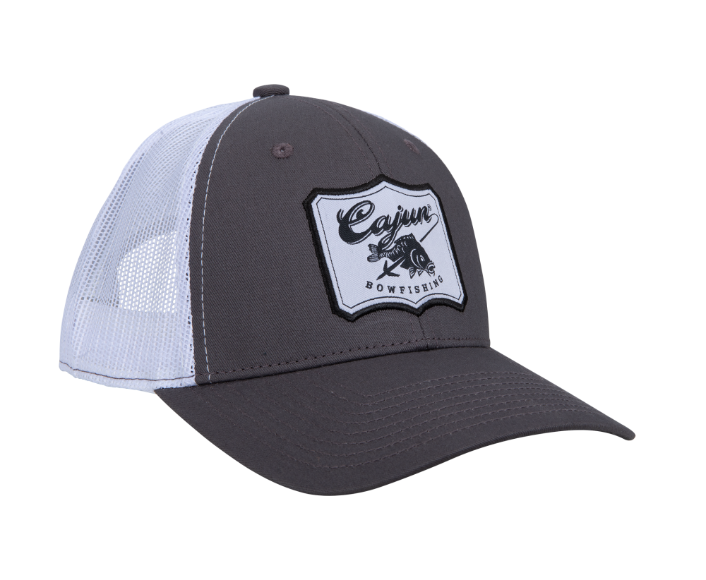 Cajun Bowfishing Grey and White Logo Hat